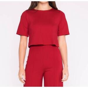 NEW RIPLEY RADER ponte knit short sleeve top in red